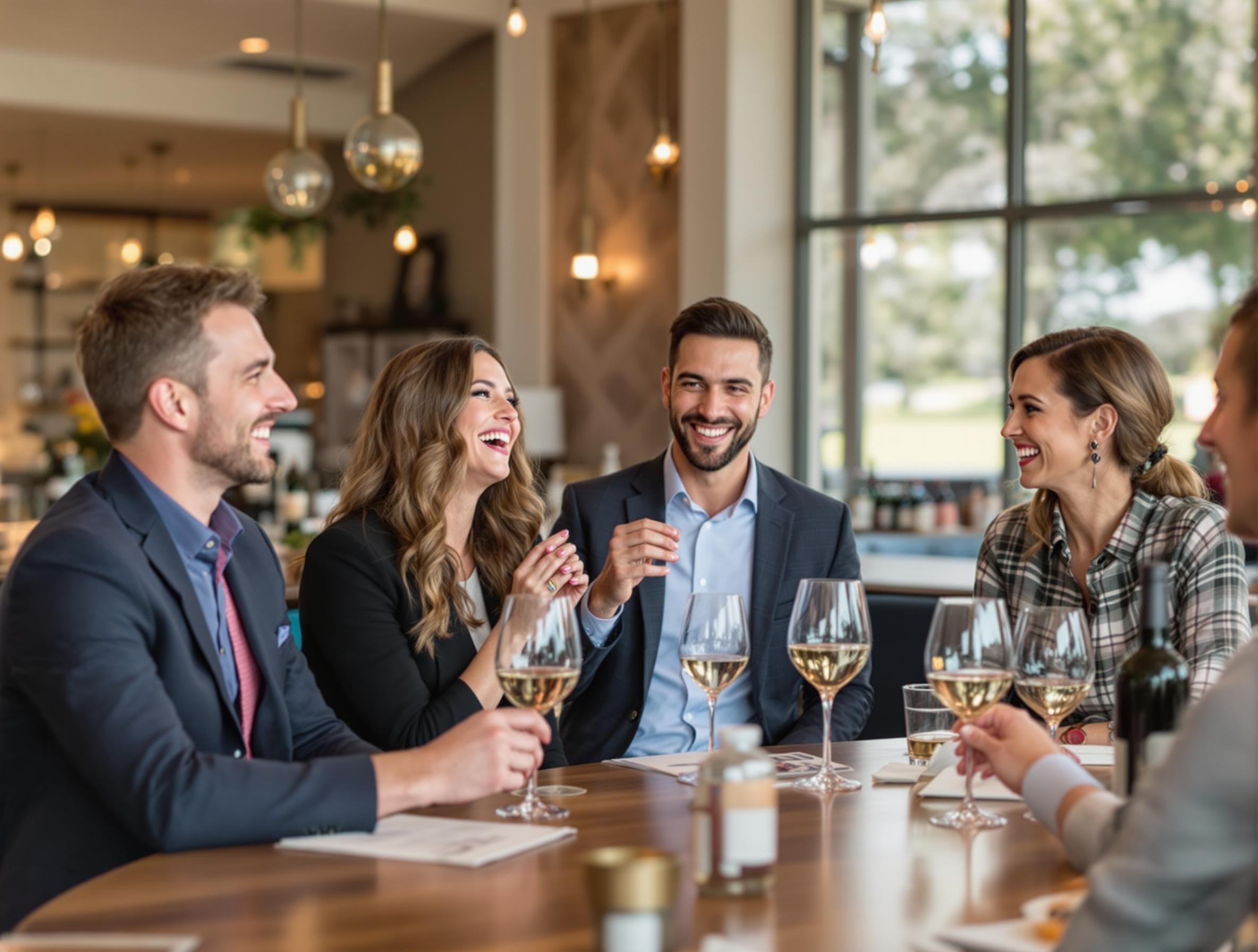 Corporate team enjoying a wine tour on Long Island's North Fork