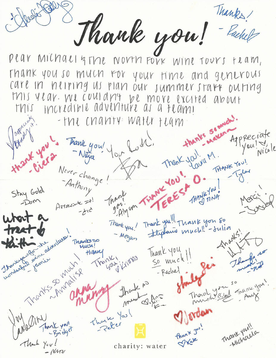 Thank you note from guests